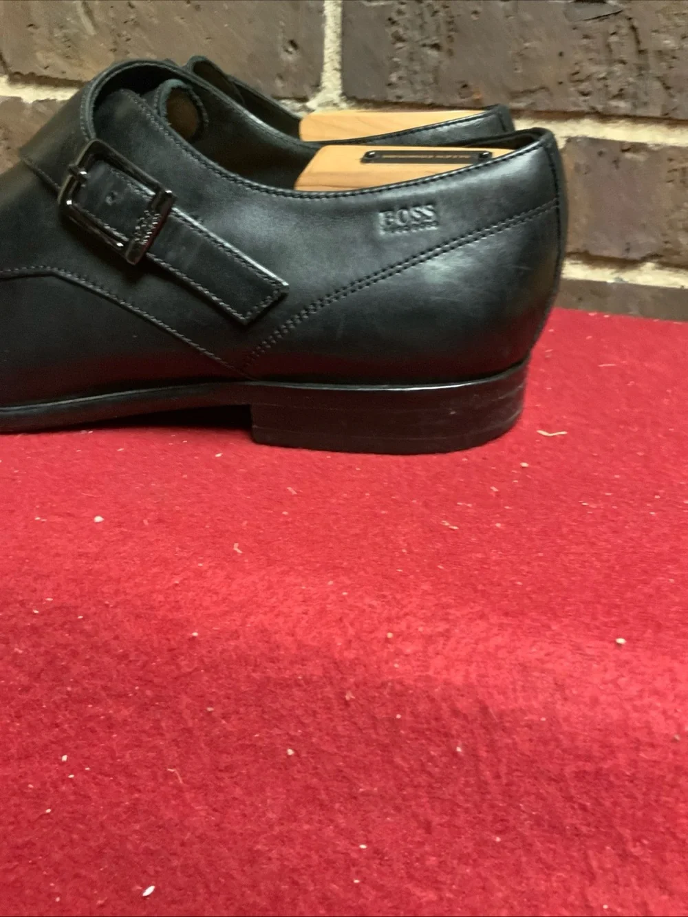 Men's Black Leather Single Monk Strap Dress Shoe